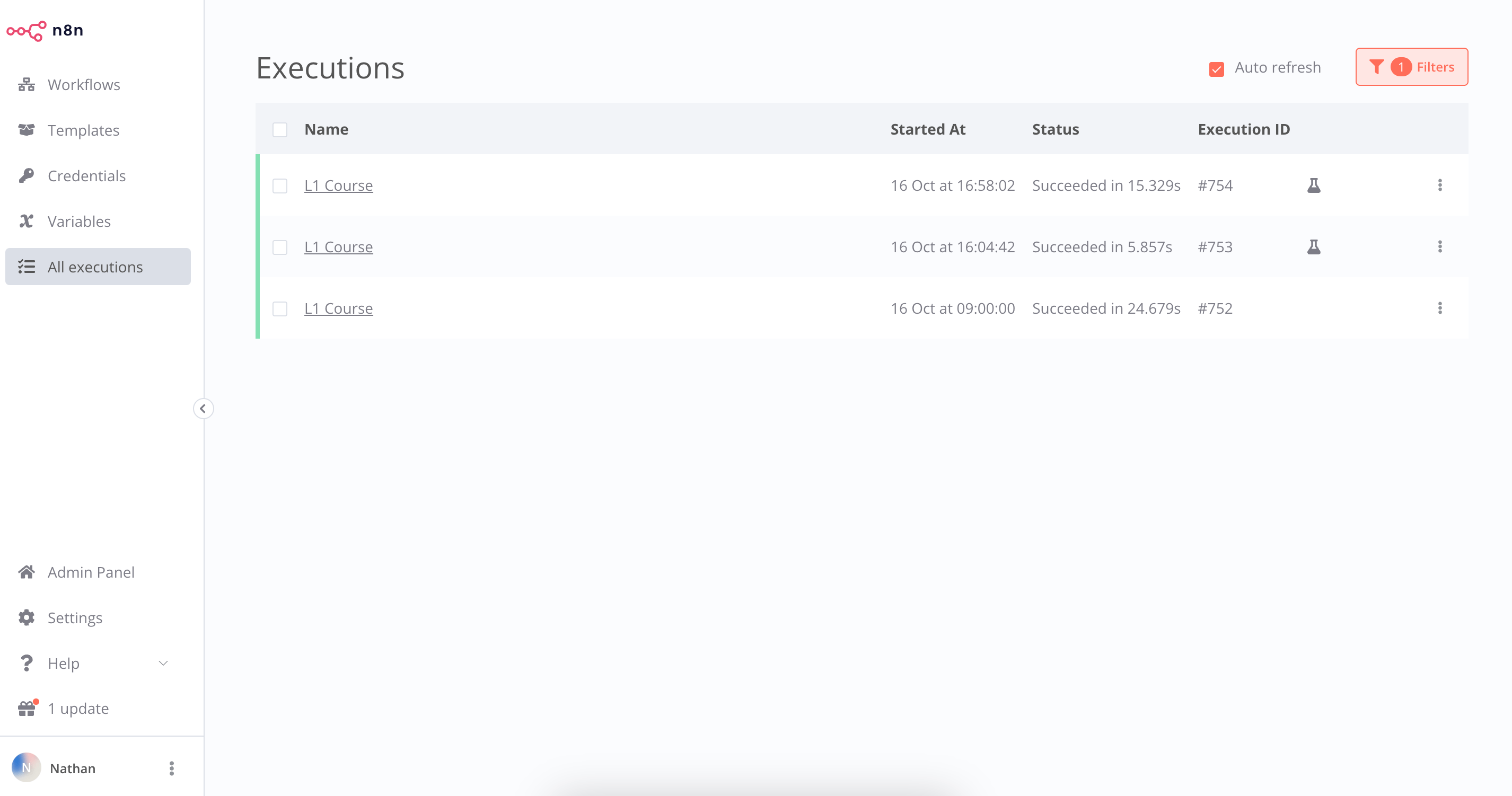 Workflow Execution List